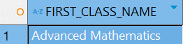 Table showing FIRST_CLASS_NAME Advanced Mathematics