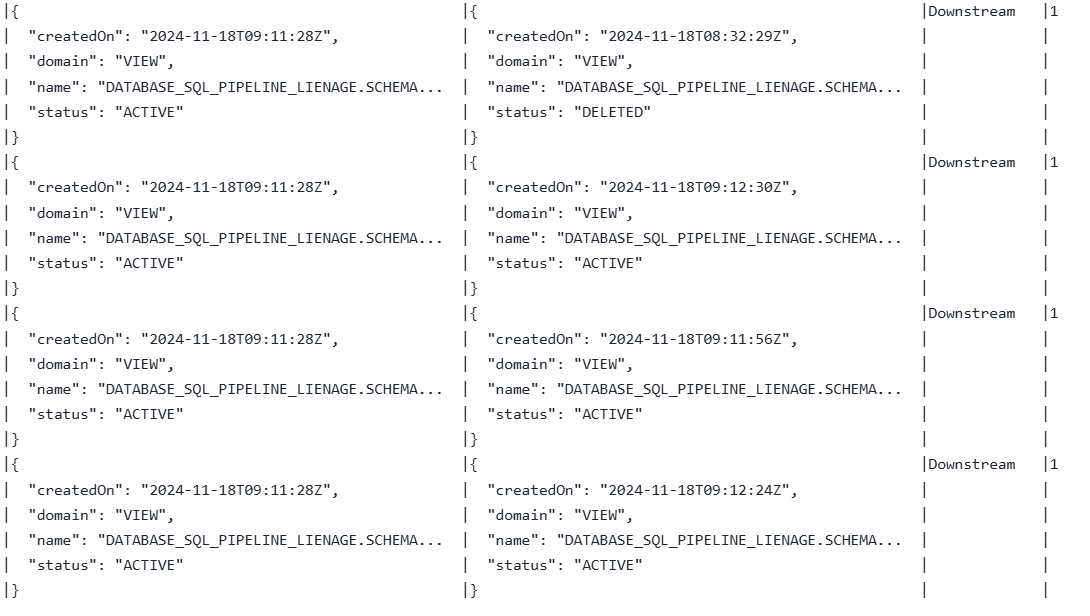 data entries with timestamps domains and statuses displayed in text format