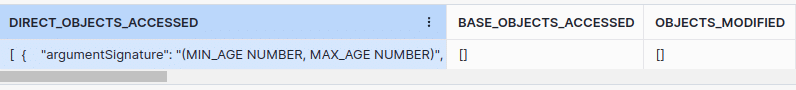 data table displaying argument signatures with age parameters