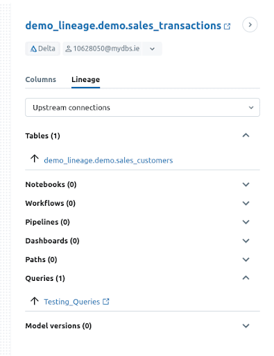Lineage view Explore upstream connections queries and data flow for sales transactions