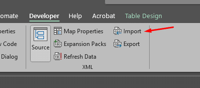 Import feature in Developer tab for efficient data management